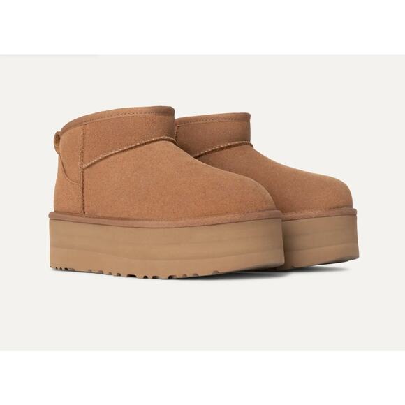 UGG Women's Classic Ultra Mini Platform Chestnut Rich Suede Size 6 NIB Platform - Picture 1 of 16